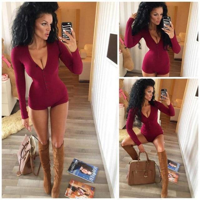 Sex Doll - Sexy V Neck Cotton Bodysuit - Product Image