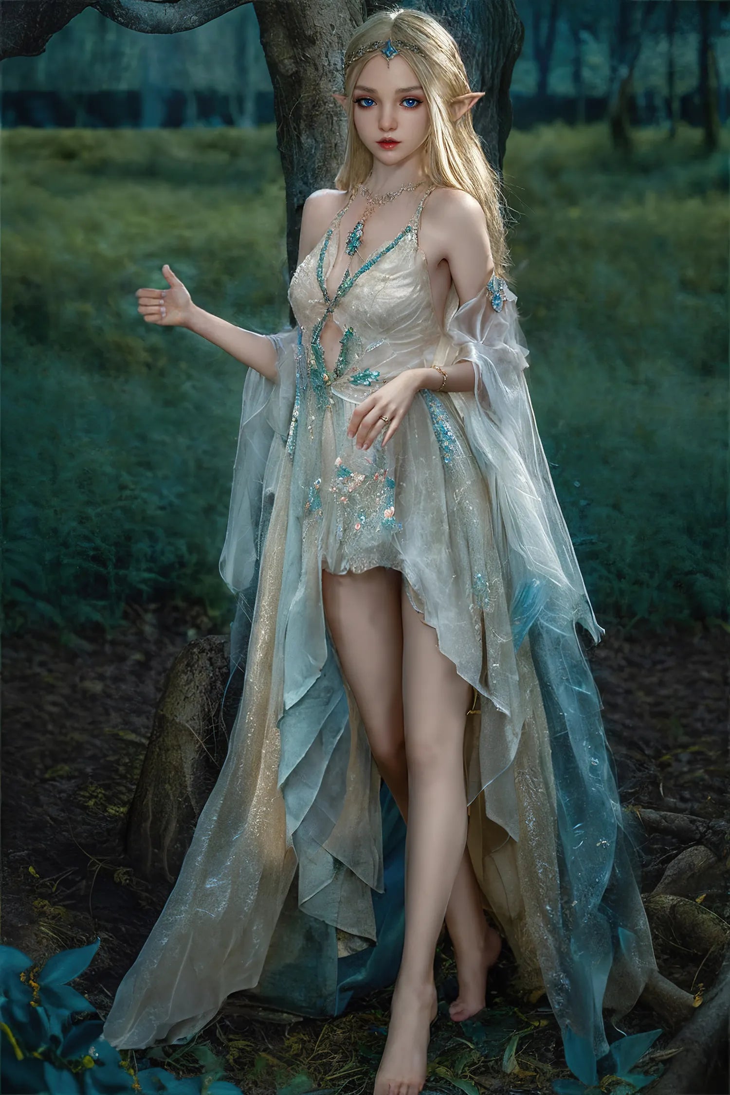 Ivy-150cm/4ft11 Movable Jaw Silicone Head Sex Doll (Customizable)