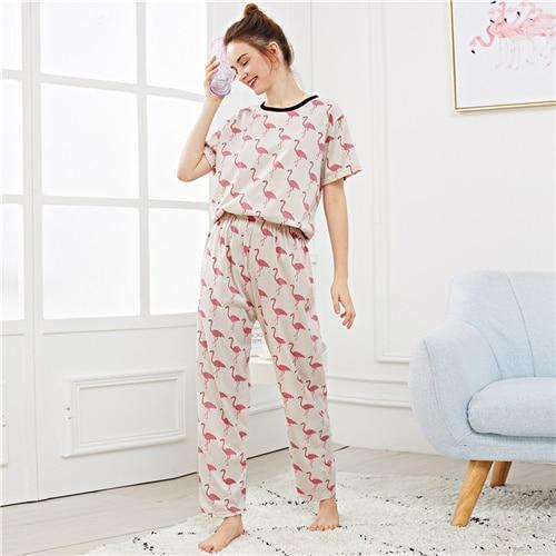 Sex Doll - Flamingo Print Casual Nightwear Short Sleeve - Product Image