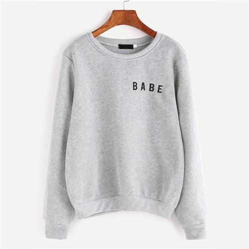 Sex Doll - Light Grey Letter Print Grey Sweatshirt Ladies - Product Image